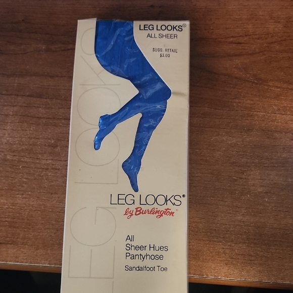Leg Looks Accessories - Vtg Leg Looks Pantyhose 1982 Royal blue Hosiery Sandlefoot All Sheer Sandlefoot
